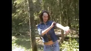 Mellow fur pie takes a big cock in nature outdoor fuck